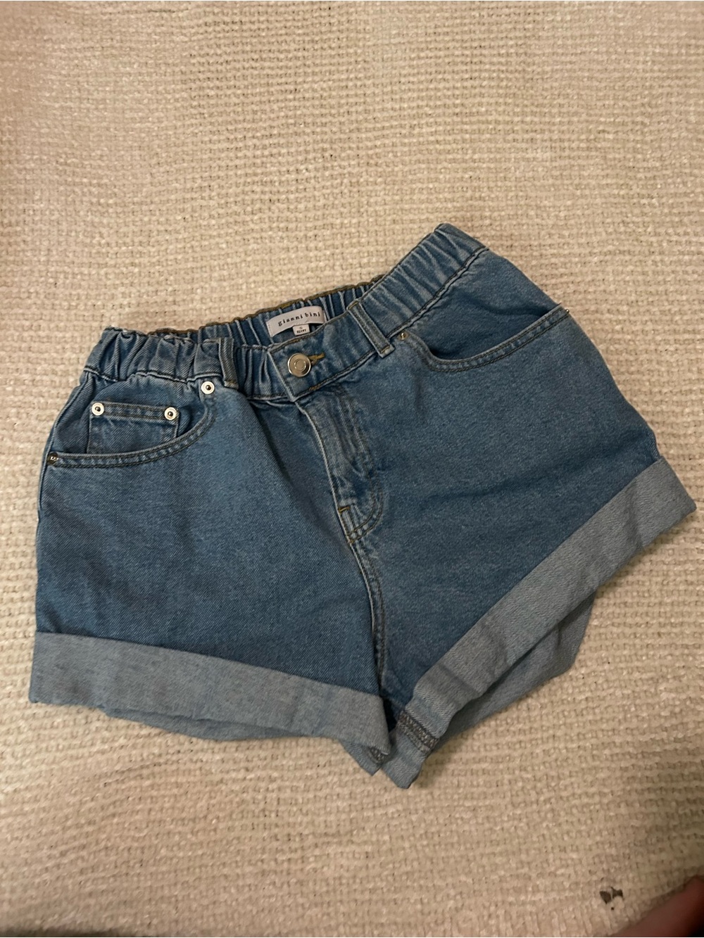 Gianni Bini Indigo Rolled Cuff High-Waist Denim Shorts